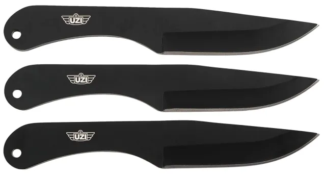 UZI Throwing Knives IV, 8.25" Stainless Steel Blades, Leather Pouch - Uzi Accessories
