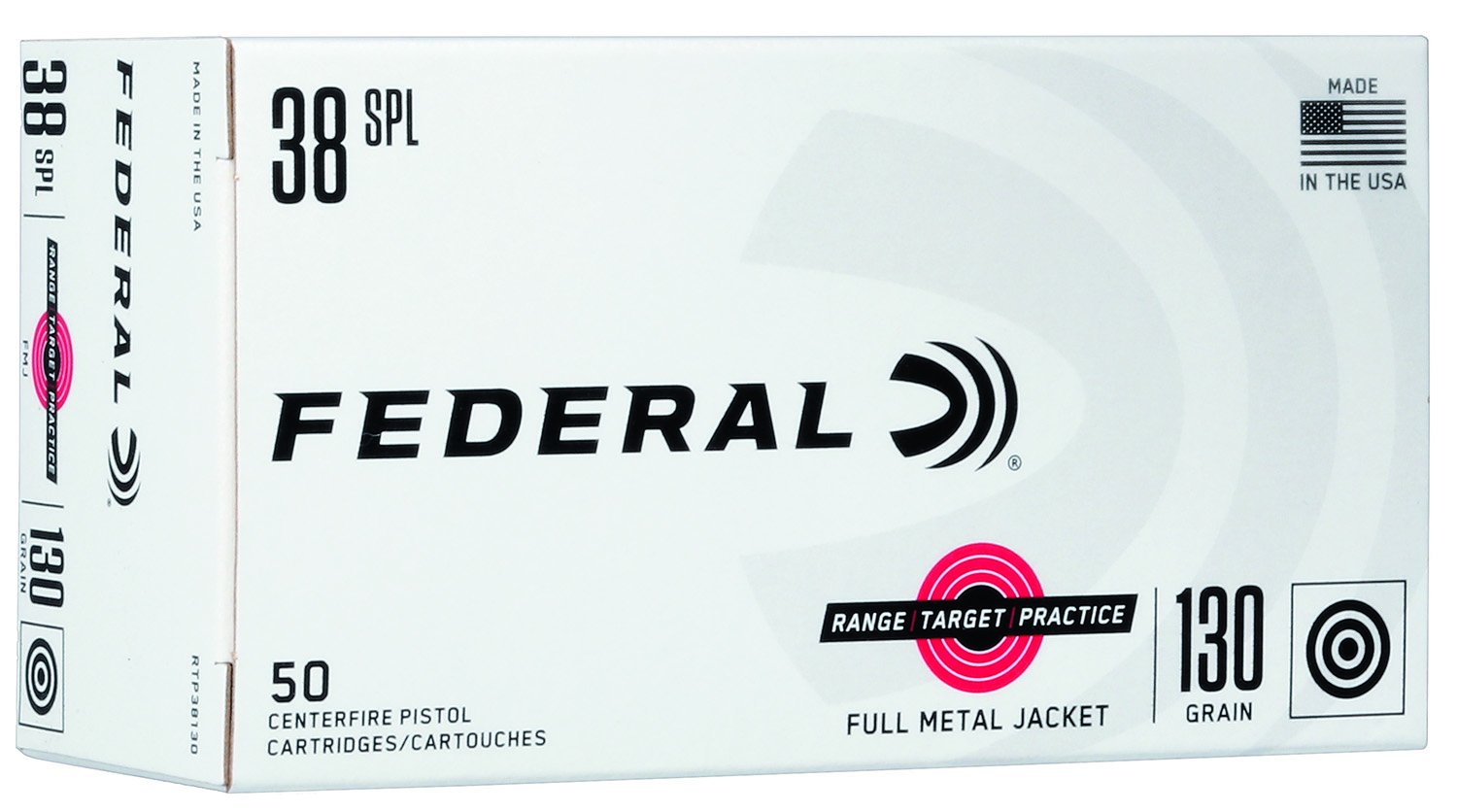 Federal Premium Range & Target 38 Special 130 gr FMJ RTP38130 - Federal Premium Ammunition - 38 Special