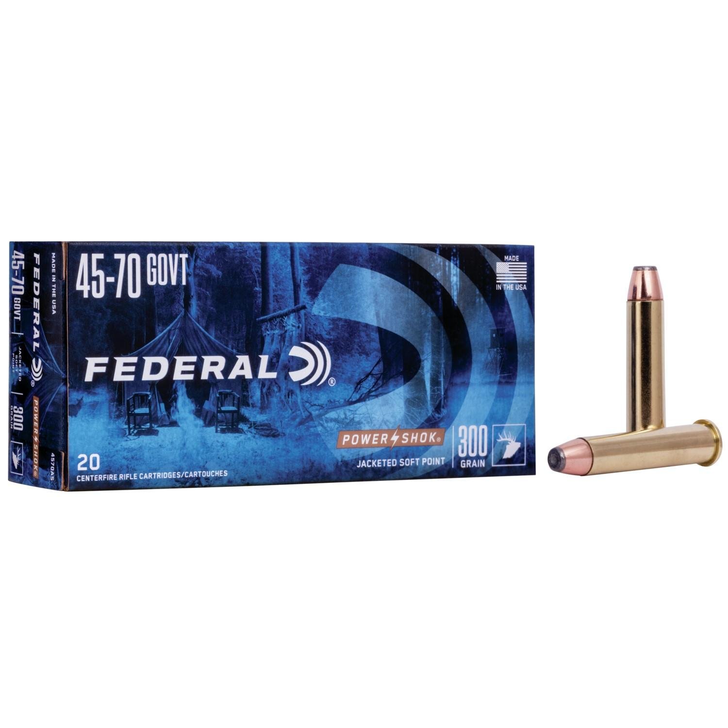Federal 4570AS 45-70 Government 300 Grain Jacketed Soft Point 20 Rounds - Federal Premium Ammunition - 45-70 Govt