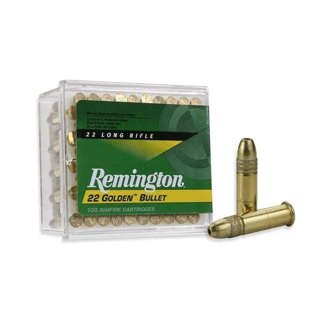 Remington Golden Bullet 22LR, 36gr Plated Hollow Point, High Velocity, Brass Cased, 100 Rounds