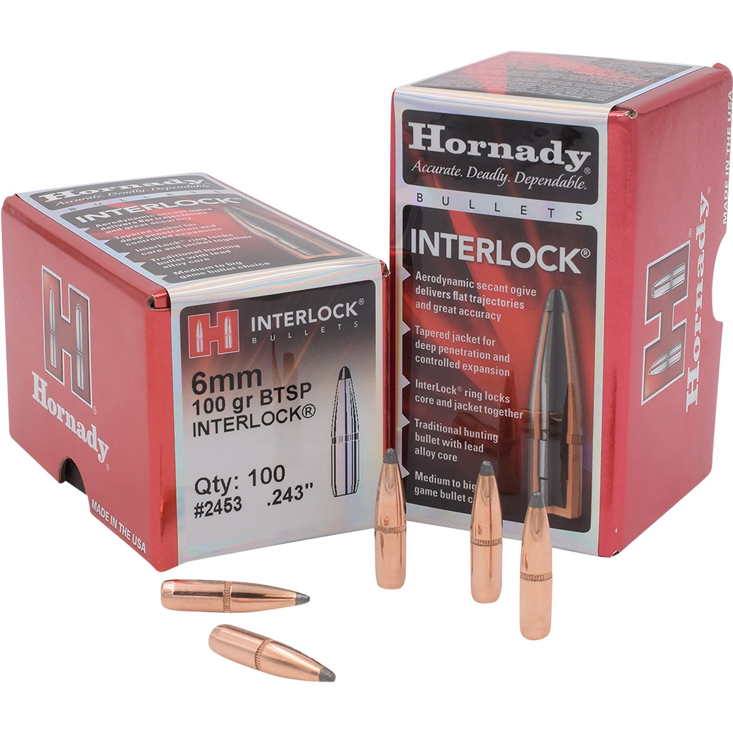 Hornady 2453 6mm .243 100 Grain Boat Tail Spire Point 100 Rounds - Hornady - 6mm