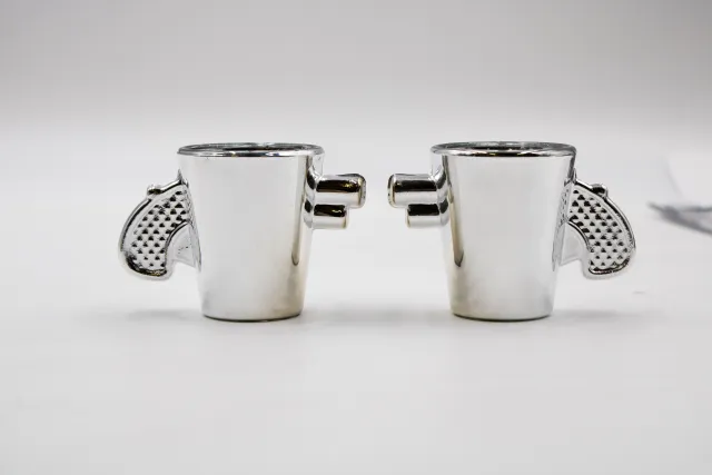Caliber Gourmet Revolver Shot Glass Set of 2 Barware Gift