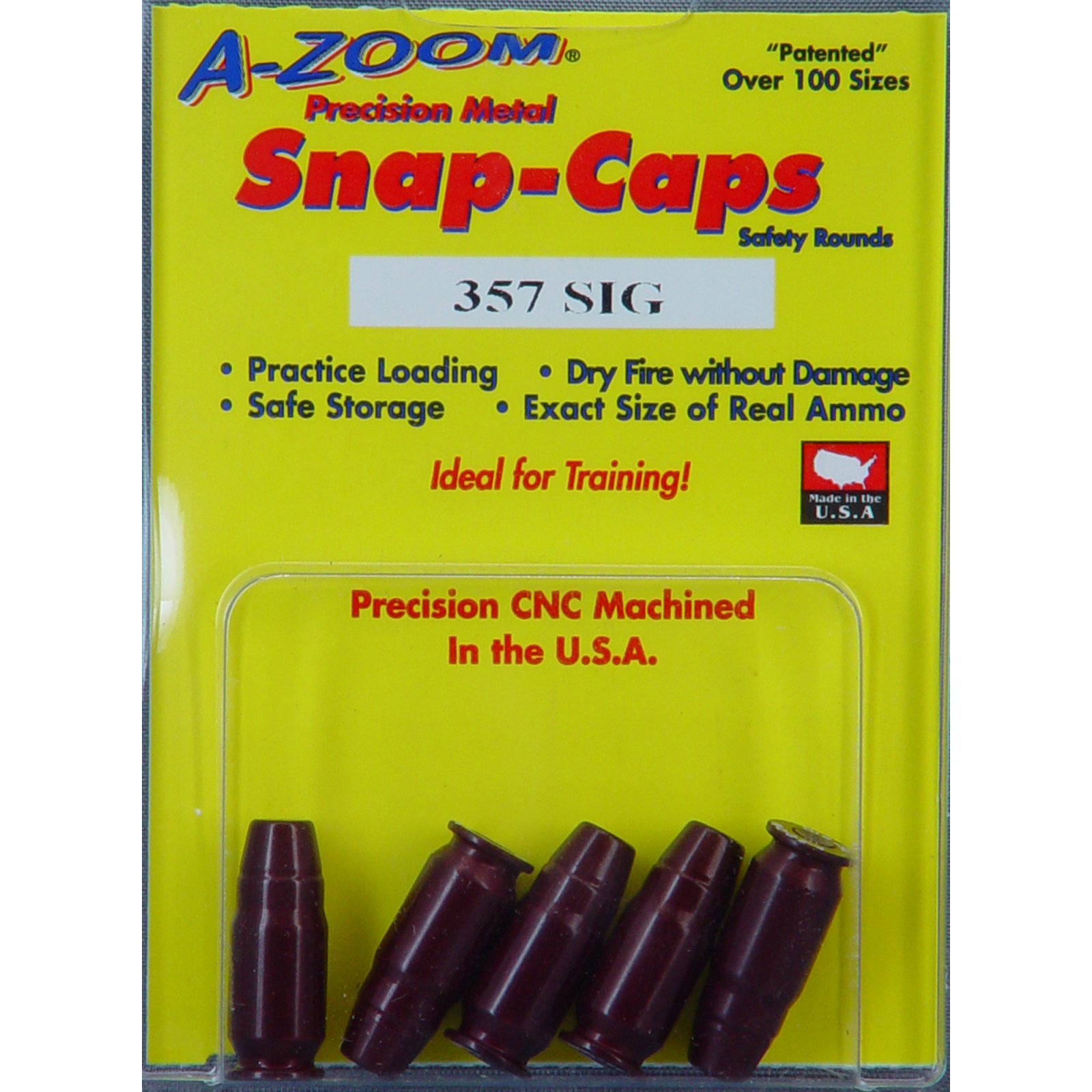 A-Zoom 15159 Precision Pistol Snap Caps, 357 Sig Caliber, Aluminum, 5 Pack - A-Zoom - 357 SIG