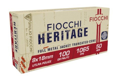 Fiocchi 9x18 Ultra 100gr FMJ Brass Ammo 50rd Box - Fiocchi - 9x18mm Ultra