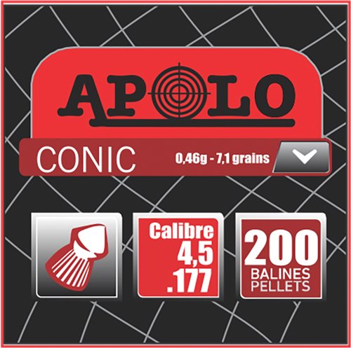 Apolo Pellets E10006 .177 Cal Conic 7.1gr Field Pellets 200 Pack - Apolo Pellets