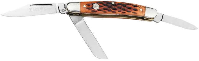 Boker 110852 Stockman D2 Steel Clip/Sheepsfoot/Spey Brown Bone Handle - Boker