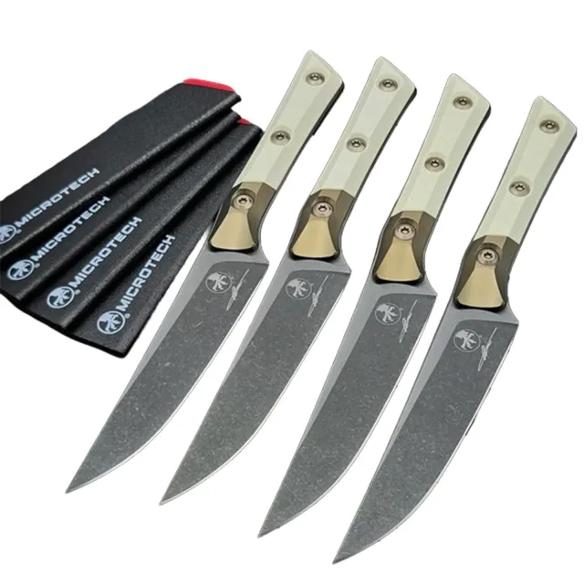 Microtech 3600B-1SETDLCIVS 4.5 In Steak Knife Set DLC Ivory G-10 Handle - MICROTECH