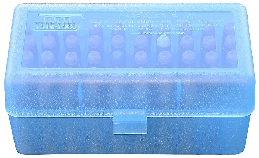 Buy MTM Case-Gard RSLD5024 Ammo Box 50 Rounds Clear Blue Polypropylene online