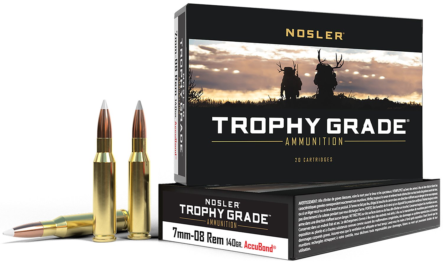 Nosler Trophy Grade Rifle Ammunition 7mm-08 Rem. 140 gr. AB SP 20 rd. - Nosler - 7mm-08 Rem