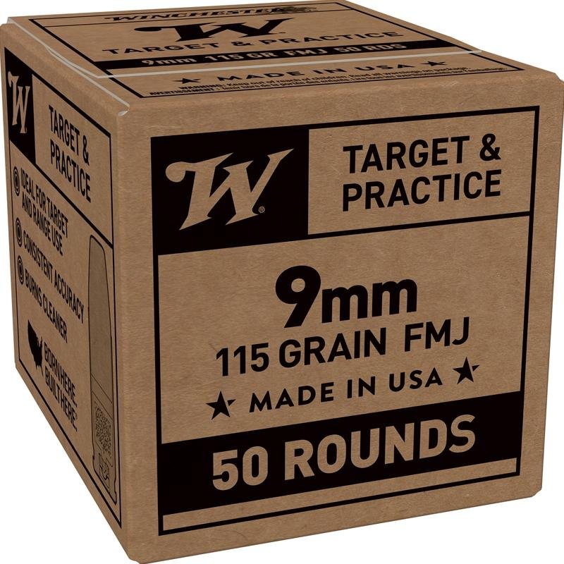 WIN SERVICE GRADE 9mm 115gr FMJ 50/20 Winchester Ammo - Winchester - 9mm Luger