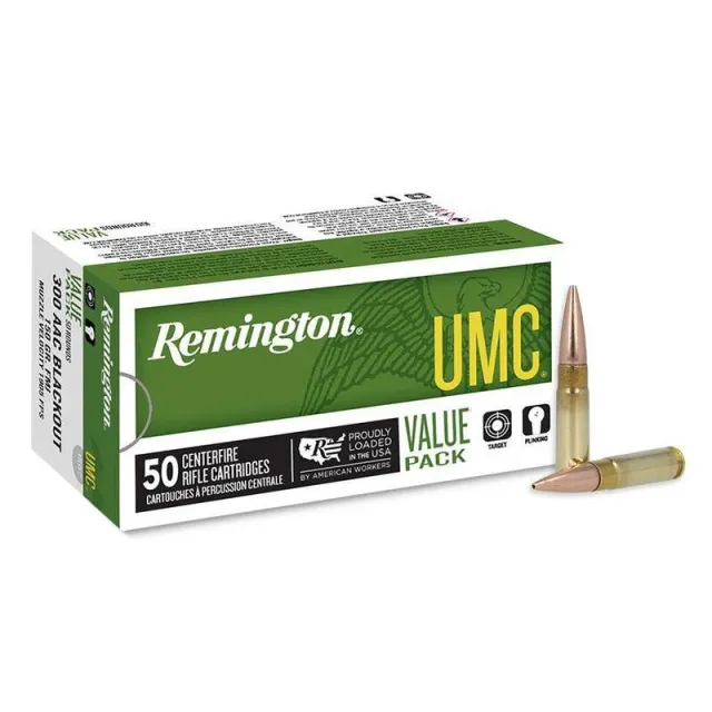 Remington UMC 26855 300 Blackout 150 gr Full Metal Jacket Ammo 50 Rounds - Remington Arms Company, LLC - 300 Blackout for sale at Bang-Bang Tactical