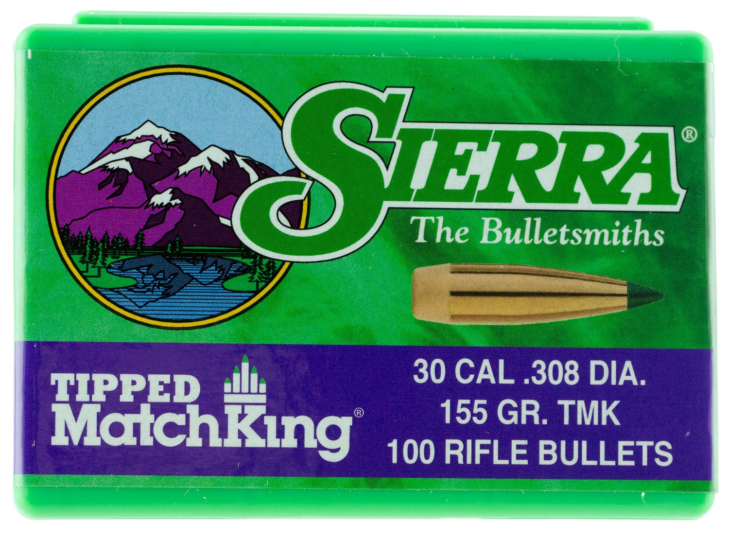 30Cal 155Gr TMKMAT Rifle Bullets - 100 Count Box - Sierra Bullets - .308