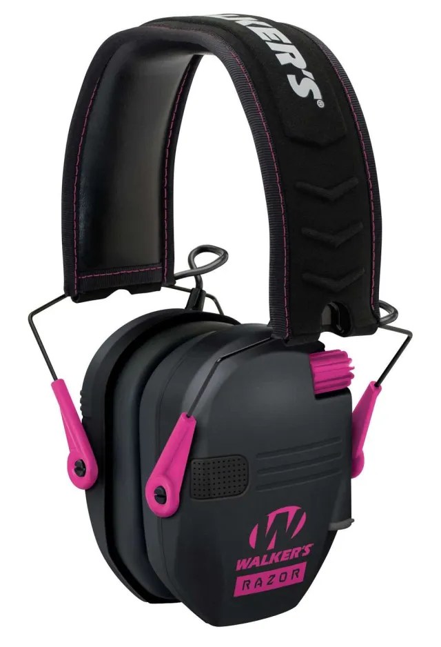 Walkers Razor Slim Shooter Folding Electronic Ear Muffs 23 dB NRR Black/Pink - Walker's
