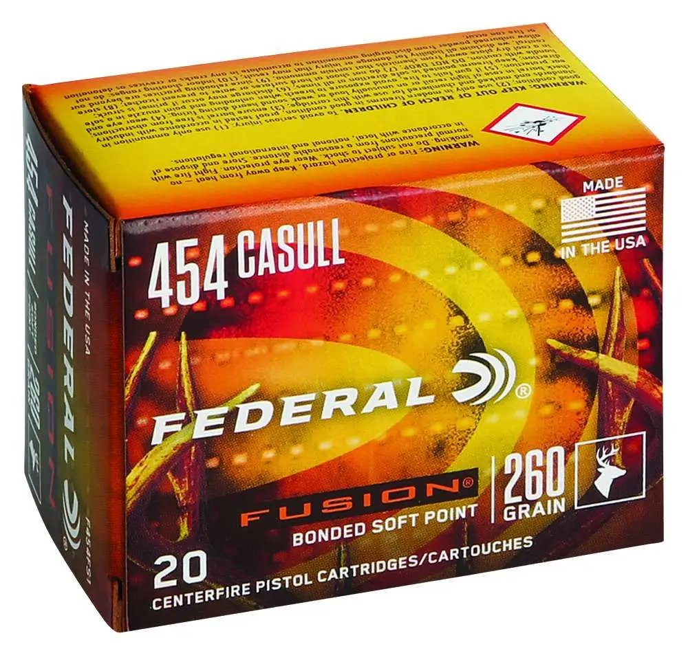 Federal Fusion F454FS1 .454 Casull 260 Grain Soft Point 20 Rounds - Federal Premium Ammunition - 454 Casull