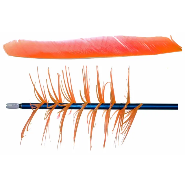 Trueflight 17005 Spiral Wrap Flu-Flu Feathers Orange RW 100 Pack - Trueflight