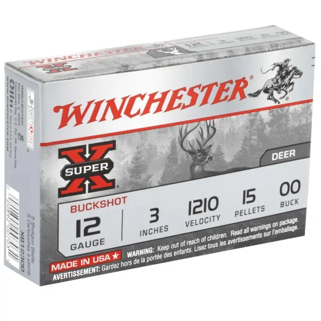 Winchester Super X 12 Gauge 3 in 00 Buck 15 Pellets 1210 fps - Winchester - 12 Gauge