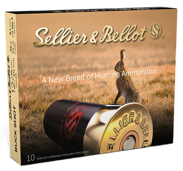 Sellier & Bellot SB12BSD Hunting 12Gauge 2.75" 27Pellets 1 1/4oz 4Buck Shot 10 Box/25 Case - Sellier & Bellot - 12 Gauge