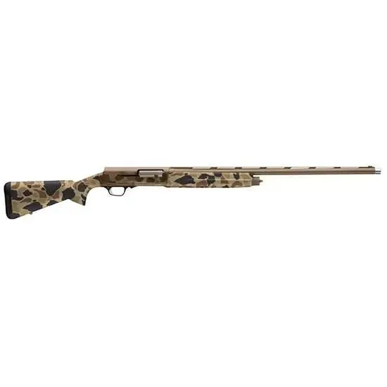 Browning A5 Wicked Wing 12 Gauge 26" 4+1 3.5" Shotgun Burnt Bronze Cerakote Vintage Tan Camo Fixed Textured Grip Panels Stock Right Hand (Full Size)