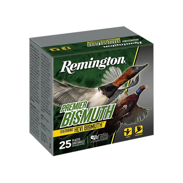 Remington Premier Bismuth 12 Gauge Ammo: 3" Shell, #2 Lead Shot, 1-3/8 oz, 25 Round Box, High Velocity
