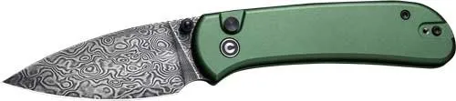 Civivi Qubit C22030EDS1 2.98" Green Damascus Button Lock Knife - CIVIVI
