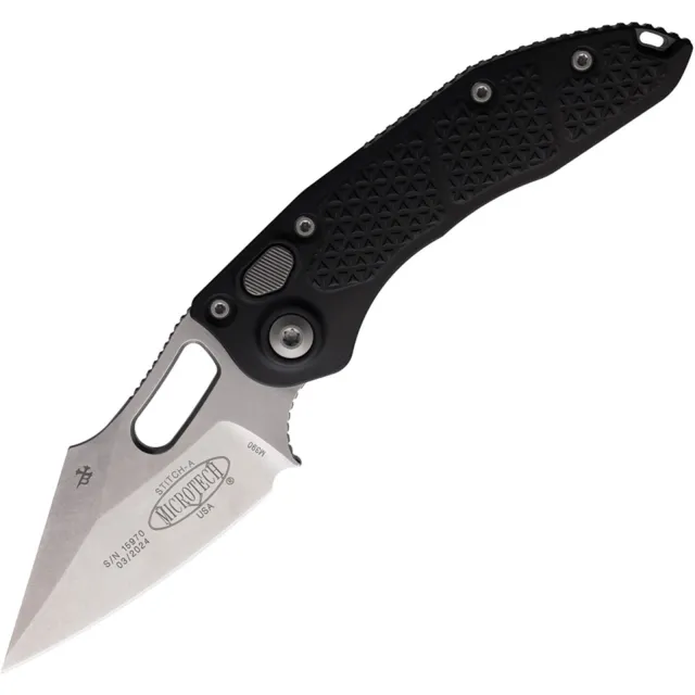 Microtech Stitch 169-10 3.75 In SE Stonewash Black ALU Handle - MICROTECH for sale at Iron and Lace