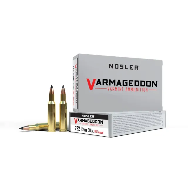 Buy Nosler Varmageddon .222 Rem 50g FB Tipped 20 Rounds 3150 fps Brass online