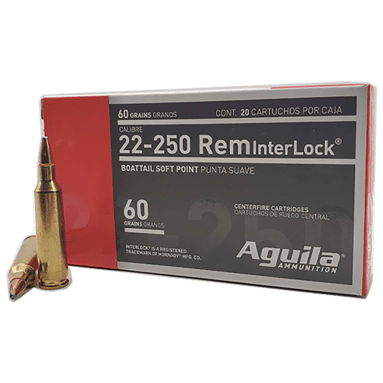 Aguila Ammunition 8338AG 22-250 Rem 60gr InterLock BTSP 20 Rounds - Aguila Ammunition - 22-250 Rem