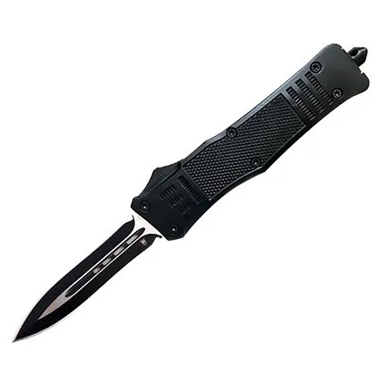 CobraTec LBCTK-1LDAGNS 3.9" Dagger SL/Plain Edge Black Handle OTF Knife - CobraTec Knives