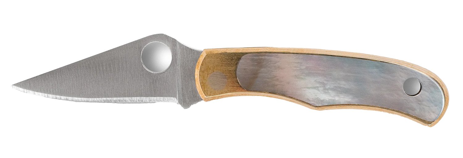 Buy Spyderco C133AP Bug 1.25" Folding Plain Stonewashed 12C27 Sandvik Blade, Abalone/Nickel Handle online