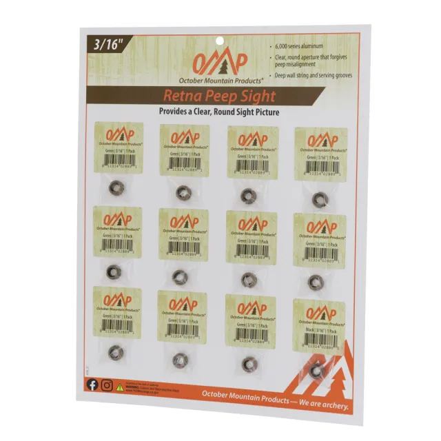 October Mountain Retna Peep Sight 3/16" Tan 12 Pack - October Mountain