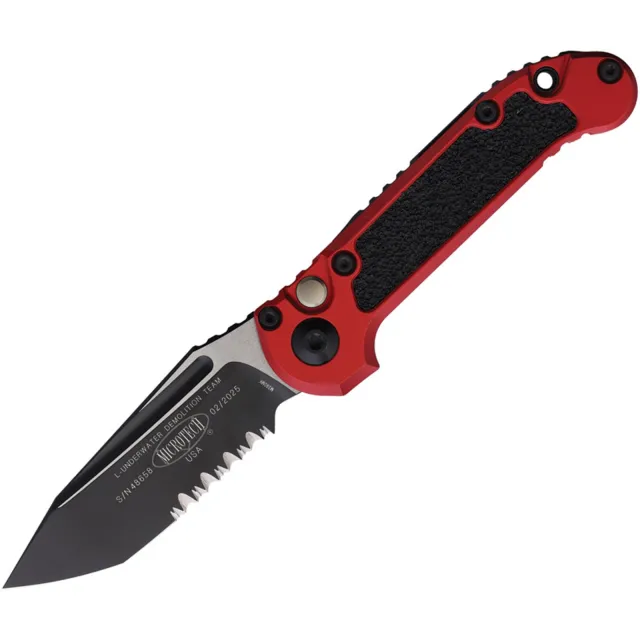 Microtech LUDT G3 3.5 In T/E Partial Serrated Red ALU Handle - MICROTECH for sale at Iron and Lace