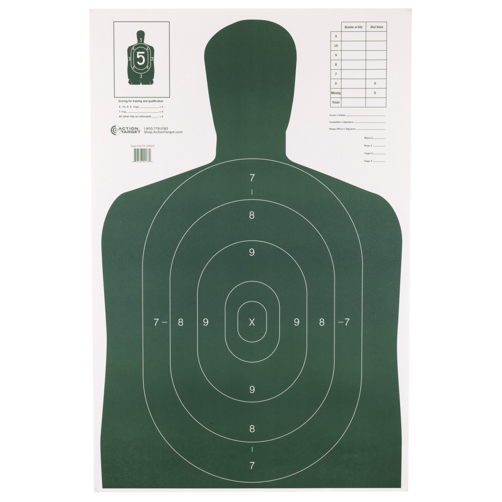 Buy Action Target B-27E Silhouette 23x35 Green Heavy Paper 100-Pack online
