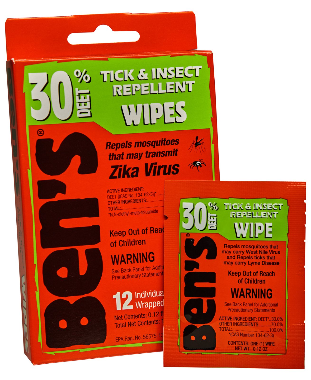 Adventure Medical Kits Ben's 30% DEET Tick & Insect Repellent Wipes 12 Pack