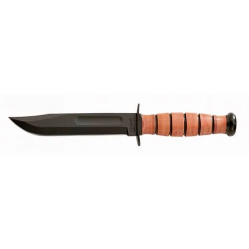 KA-BAR 1251 Short Utility Knife 5.25" 1095 Cro-Van Leather Handle