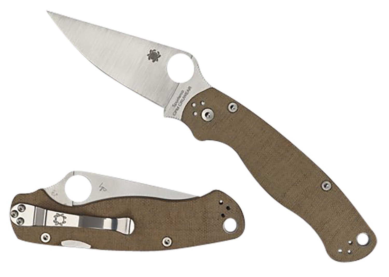 Spyderco C81MPCW2 Paramilitary2 Brown Micarta Cru-Wear Blade Knife - Spyderco