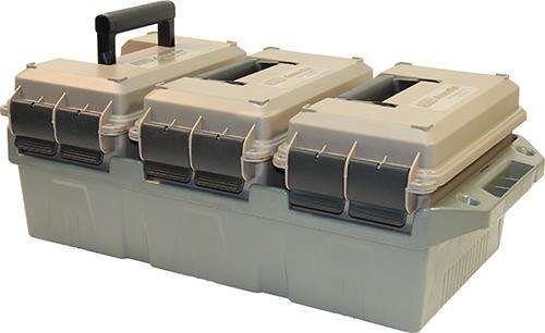 MTM Case-Gard 50 Cal Ammo Crate - Dark Earth, 3 Cans, Stackable & Water-Resistant - MTM Case-Gard - 3-CAN AMMO CRATE