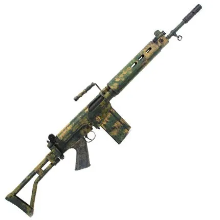 SA58 FAL .308 18" Bush Tracker Side fold stock Traditional profile barrel Custom Camo finish
