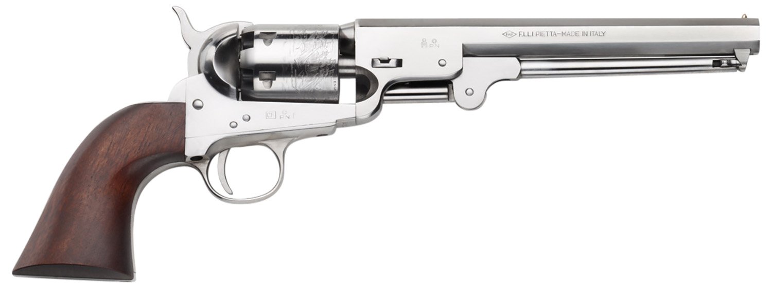 Pietta 1851 Navy Old Silver 36 Cal 7.5 In 6 Round Octagon Barrel - PIETTA - 36 CAL