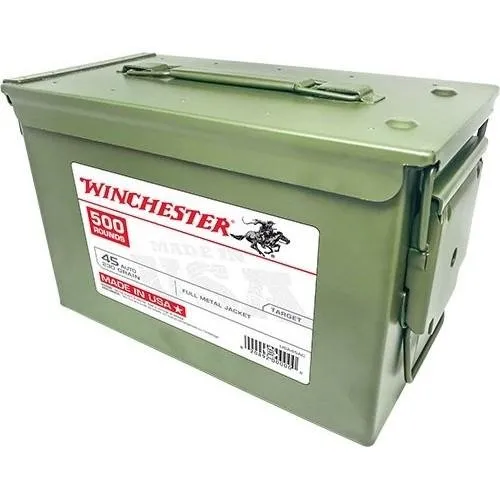 USA Ammo Can 45 Auto 230 FMJ 500 Rounds - Full Metal Jacket, No Expansion, Consistent Accuracy, Target and Range Shooting, Reduced Barrel Fouling