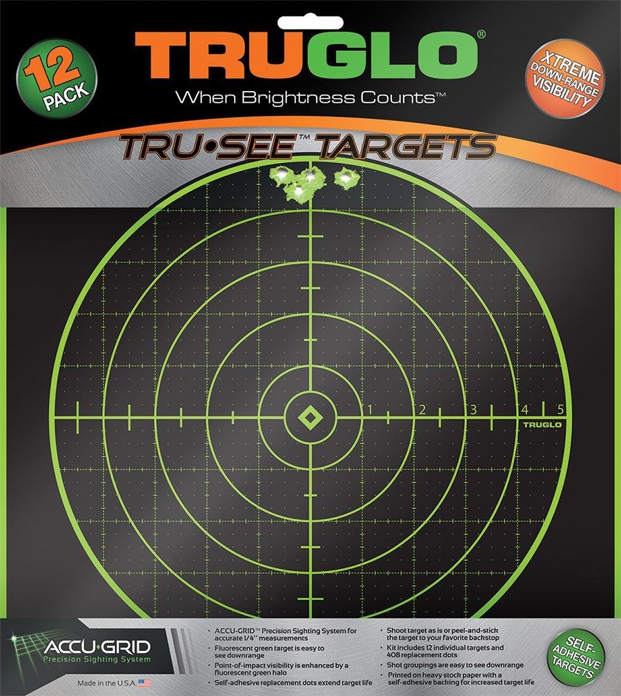 TruGlo TG10A12 Tru-See 12x12 In Self-Adhesive Splatter Targets 12-Pack - TRU Ball - 12" X 12"