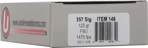 Buy Underwood 148 .357 Sig 125GR FMJ FN Nickel-Plated Ammo 50 Rounds online