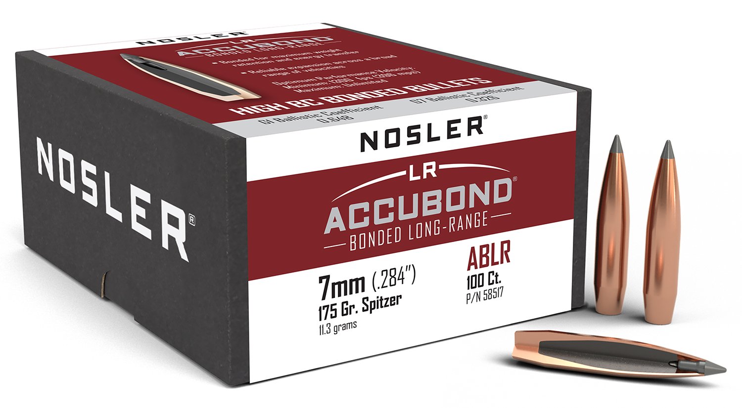 Nosler AccuBond Long Range 7mm .284 175 gr Spitzer Point 100 Per Box - Nosler - 284 Caliber