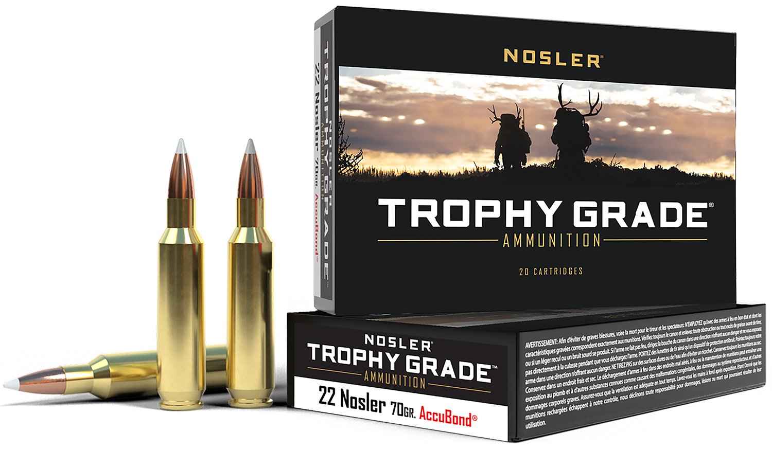 Buy Nosler 60918 Trophy Grade 22 Nosler 70 Grain AccuBond 20 Rounds online