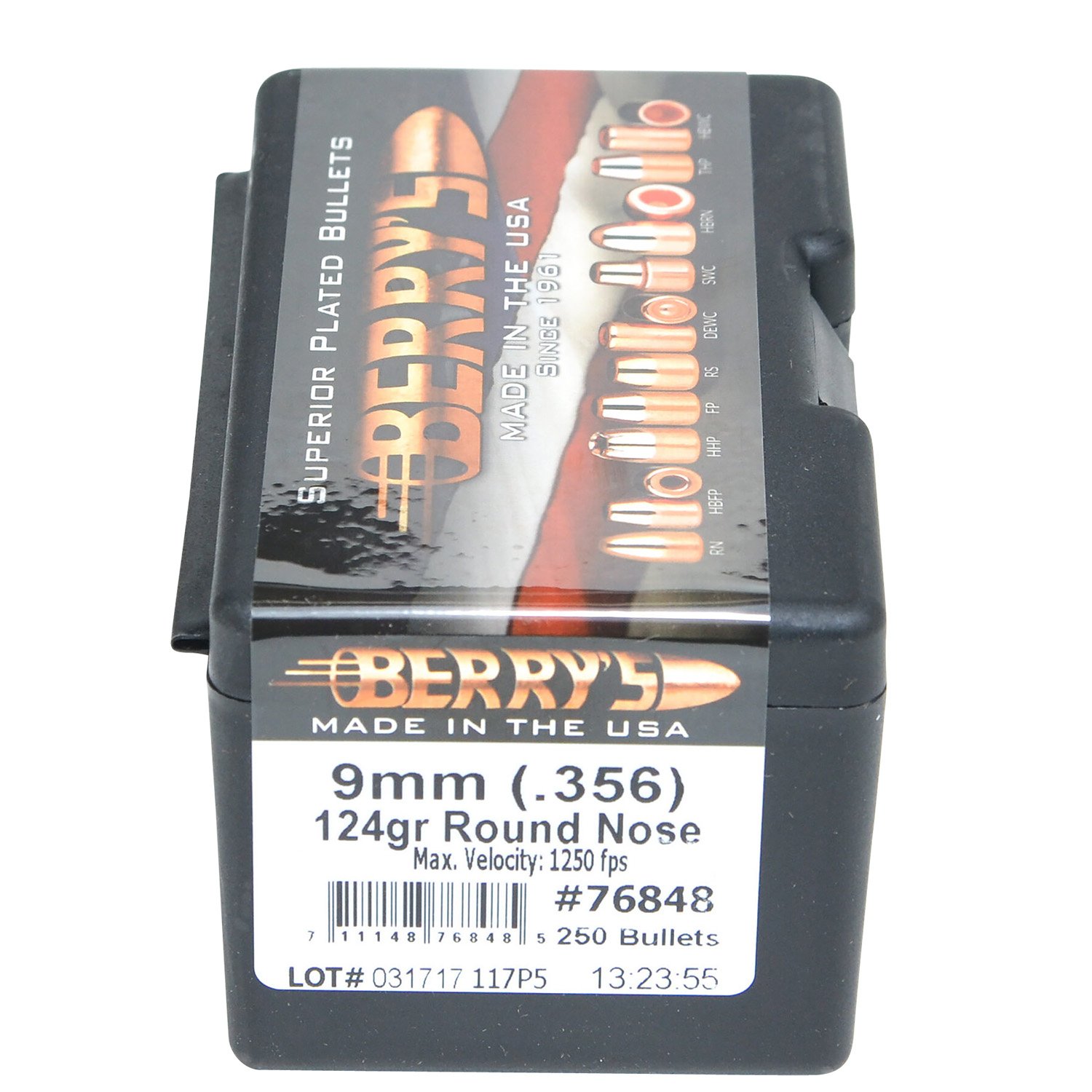 Berry's 76848 9mm 124gr Round Nose Bullets .356" 250/Box - Berry's Mfg - .356