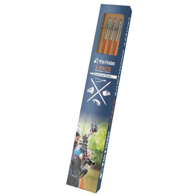 Fin-Finder Raider Pro Bowfishing Arrows 3pk Orange Kraken 3-Barb - Fin-Finder