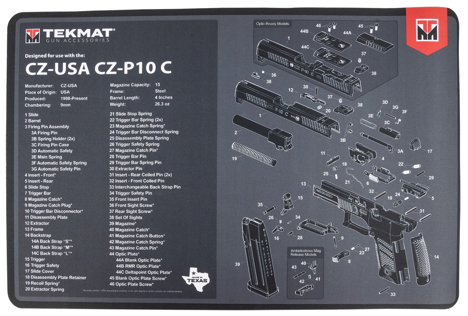 Buy TekMat TEKR17CZP10C CZ P-10C Cleaning Mat 11"x17" Rubber online