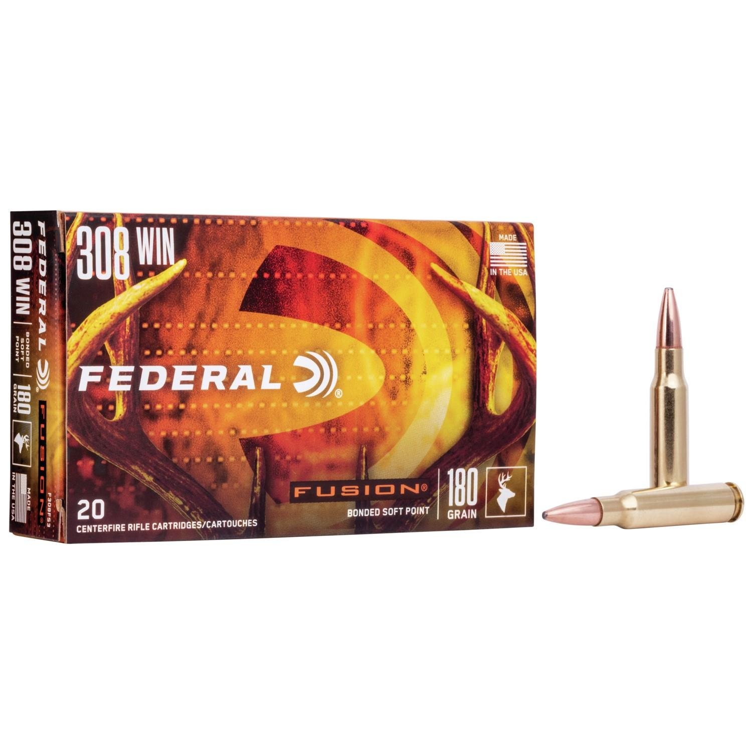 Federal F308FS3 Fusion 308 Win 180 gr Soft Point Ammo 20 Per Box/ 10 Cs - Federal Premium Ammunition - 308 Win