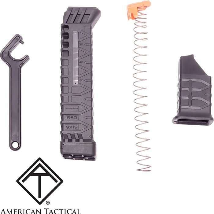 ATI SCHMEISSER S50 MLE 9MM GLOCK 17/19 MAGAZINE ADAPTER FOR 50 ROUNDS - GSG_GERMAN_SPORTS_GUNS