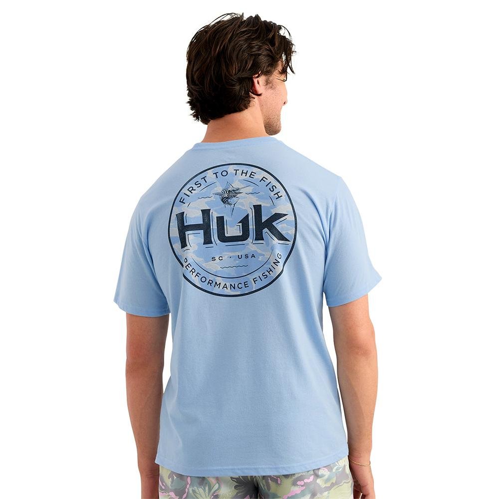 Buy Huk Marlin Circle Short Sleeve Pocket Shirt Cerulean M online