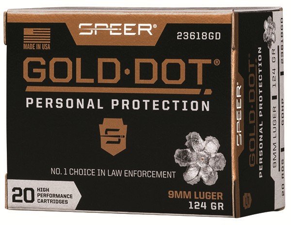 Buy Speer 23618GD Gold Dot 9mm Luger 124gr Hollow Point 20/Box online